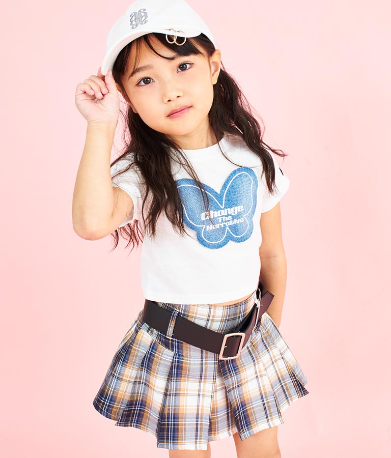 バタフライ デニム パッチ Tシャツ
