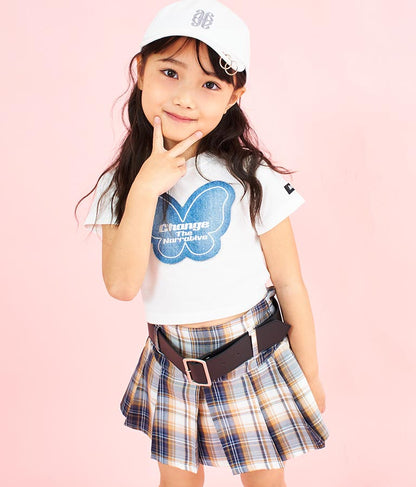 バタフライ デニム パッチ Tシャツ 423-3366