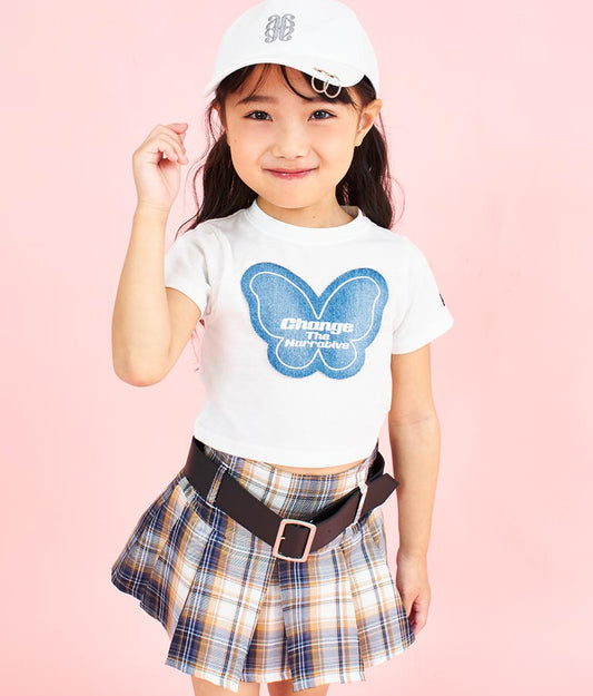 バタフライ デニム パッチ Tシャツ 423-3366