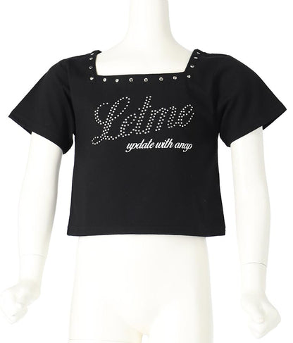 スクエアネック ラインストーン Tシャツ 423-3365