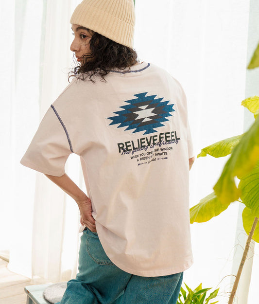 オルテガ デニム ワッペン オーバーサイズ 半袖 Tシャツ 853-5930