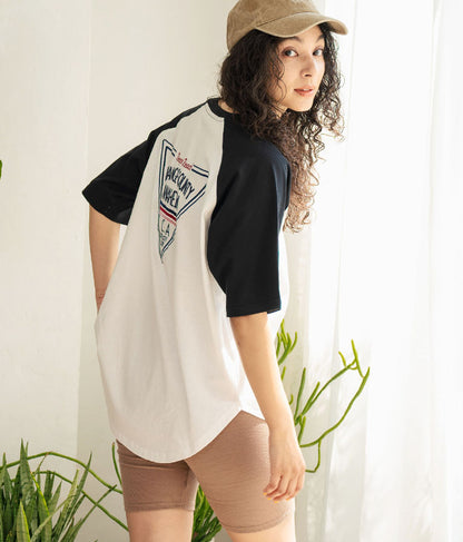 ラグラン 刺繍 ロゴ オーバーサイズ 半袖 Tシャツ 853-5931