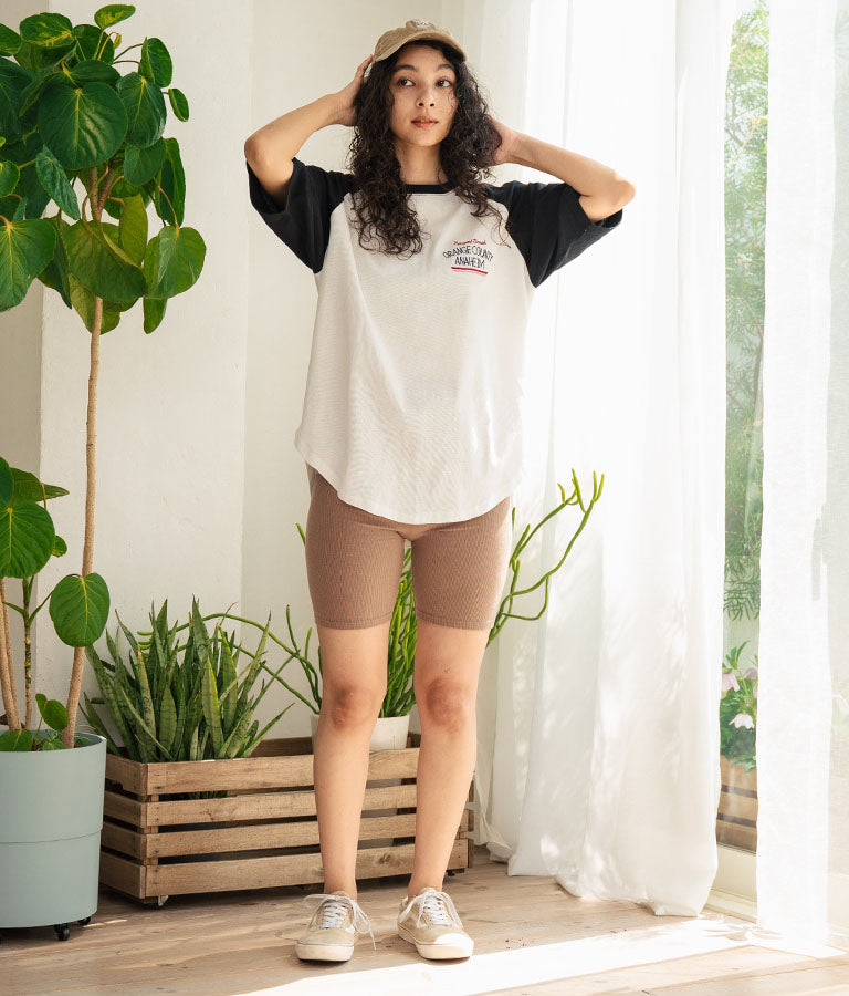 ラグラン 刺繍 ロゴ オーバーサイズ 半袖 Tシャツ 853-5931