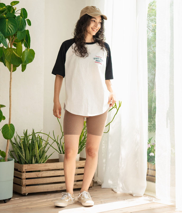 ラグラン 刺繍 ロゴ オーバーサイズ 半袖 Tシャツ 853-5931