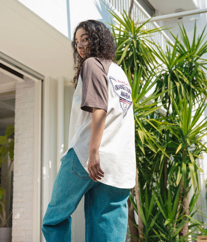ラグラン 刺繍 ロゴ オーバーサイズ 半袖 Tシャツ 853-5931