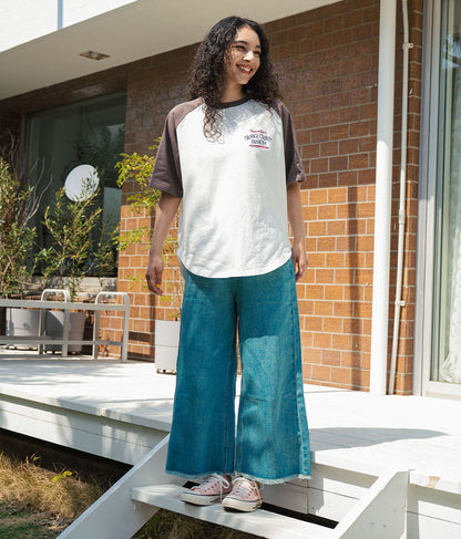 ラグラン 刺繍 ロゴ オーバーサイズ 半袖 Tシャツ 853-5931