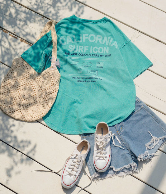 ピグメント加工 カットオフ CALIFORNIA ロゴ Tシャツ 853-5929