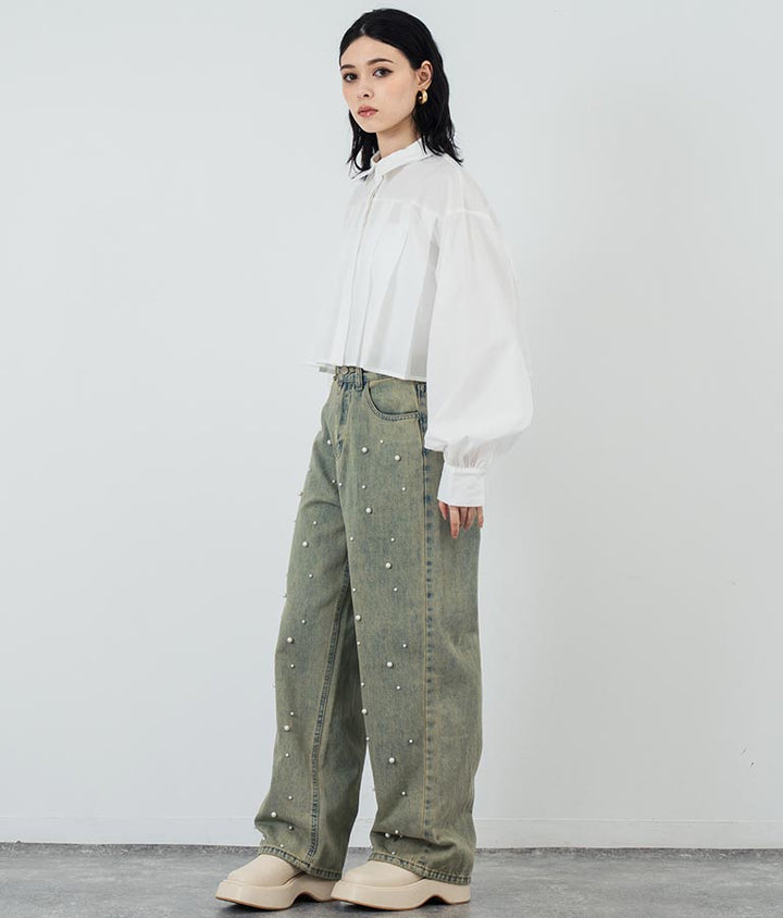 フロント パール ストレート デニムパンツ 792-9228