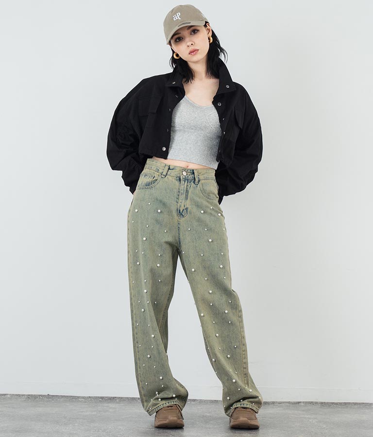 フロント パール ストレート デニムパンツ 792-9228