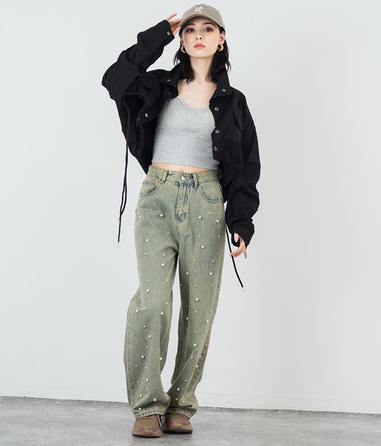 フロント パール ストレート デニムパンツ 792-9228