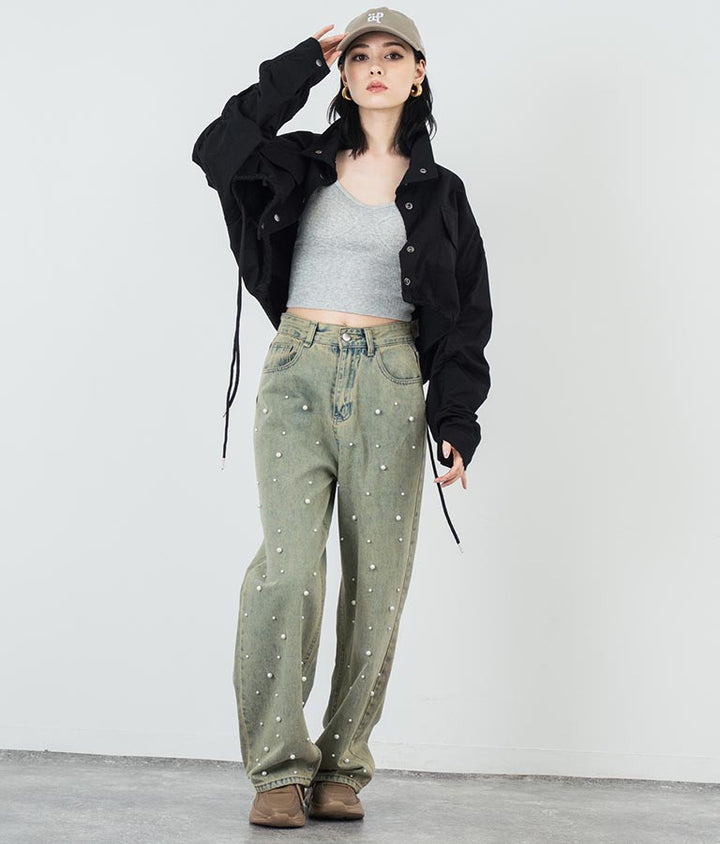 フロント パール ストレート デニムパンツ 792-9228
