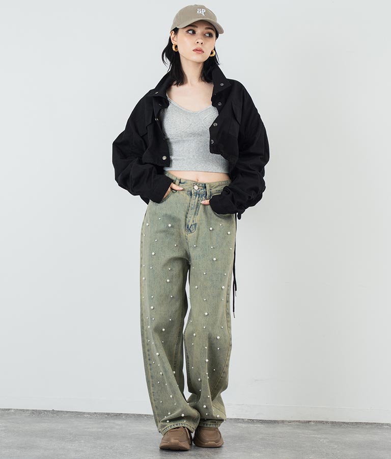 フロント パール ストレート デニムパンツ 792-9228