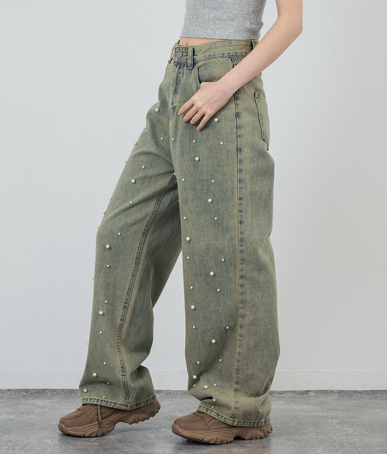 フロント パール ストレート デニムパンツ 792-9228