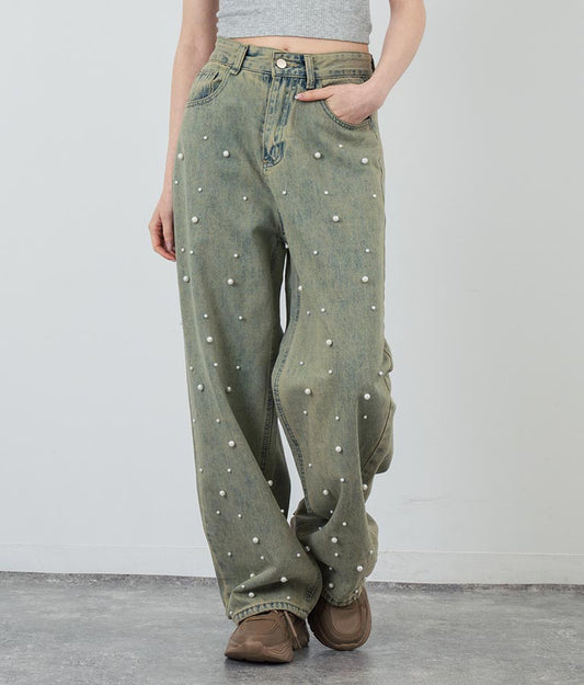 フロント パール ストレート デニムパンツ 792-9228