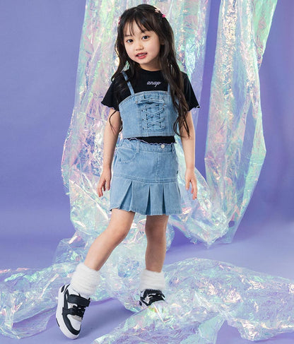 Tシャツ ×レースアップ ビスチェ セット トップス 428-3377