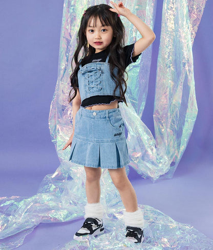 Tシャツ ×レースアップ ビスチェ セット トップス 428-3377