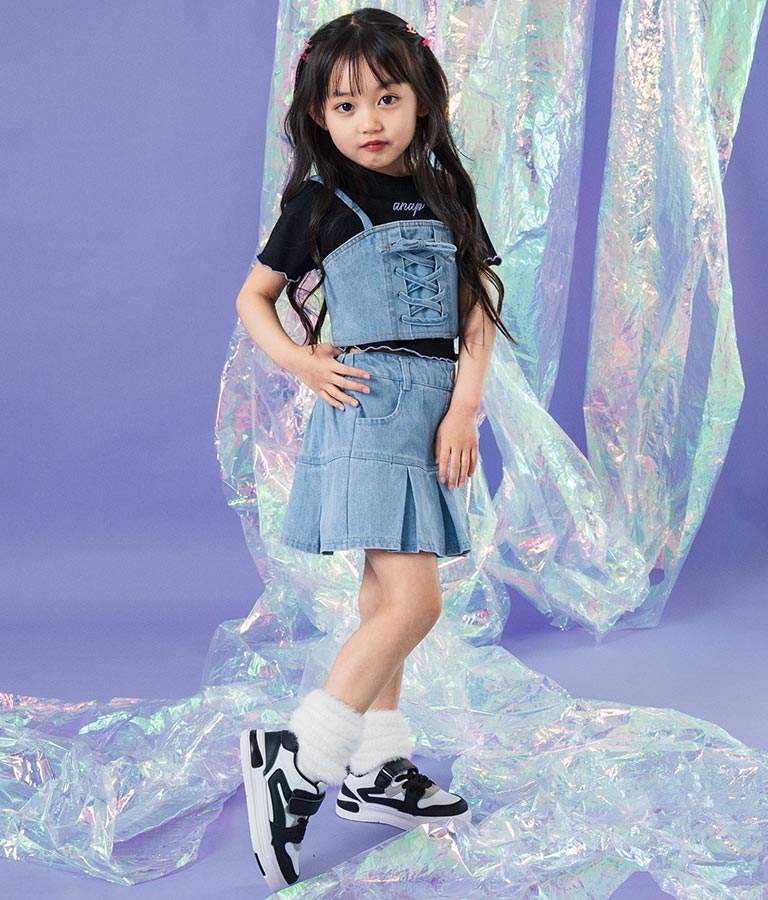 Tシャツ ×レースアップ ビスチェ セット トップス 428-3377