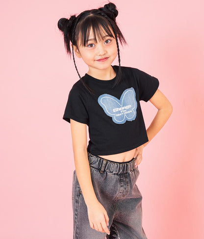 バタフライ デニム パッチ Tシャツ 423-3366