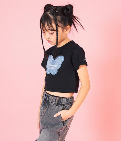 バタフライ デニム パッチ Tシャツ 423-3366