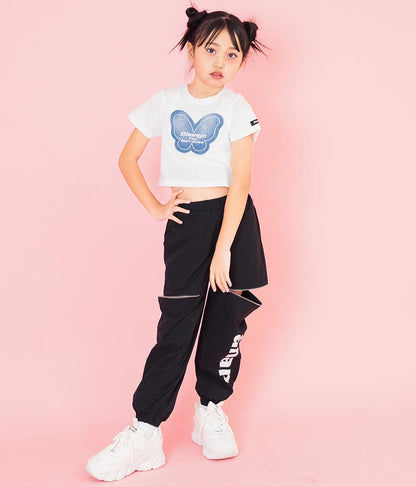 バタフライ デニム パッチ Tシャツ 423-3366