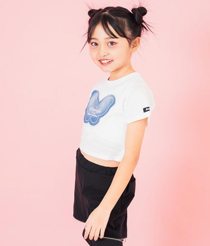 バタフライ デニム パッチ Tシャツ 423-3366