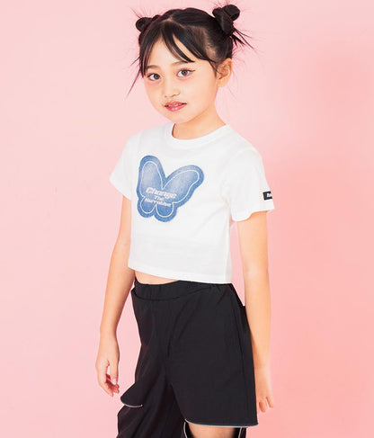 バタフライ デニム パッチ Tシャツ 423-3366