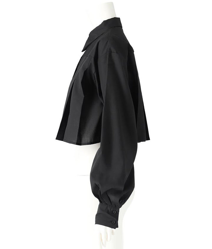 ボリュームスリーブ クロップド プリーツ シャツ ブラウス 793-9231