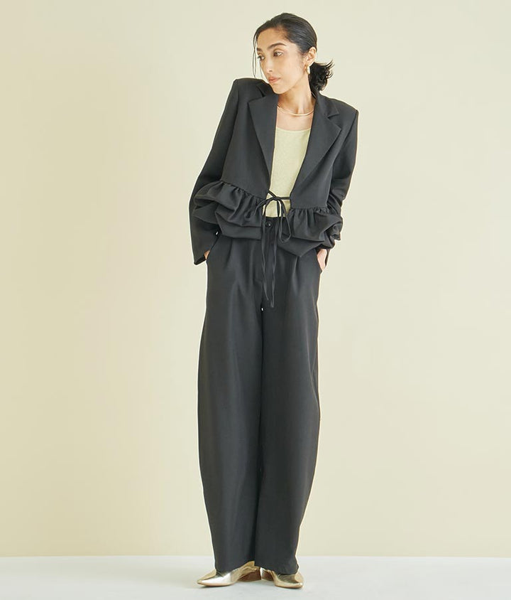 ITALY タック入り ワイド パンツ 392-2935