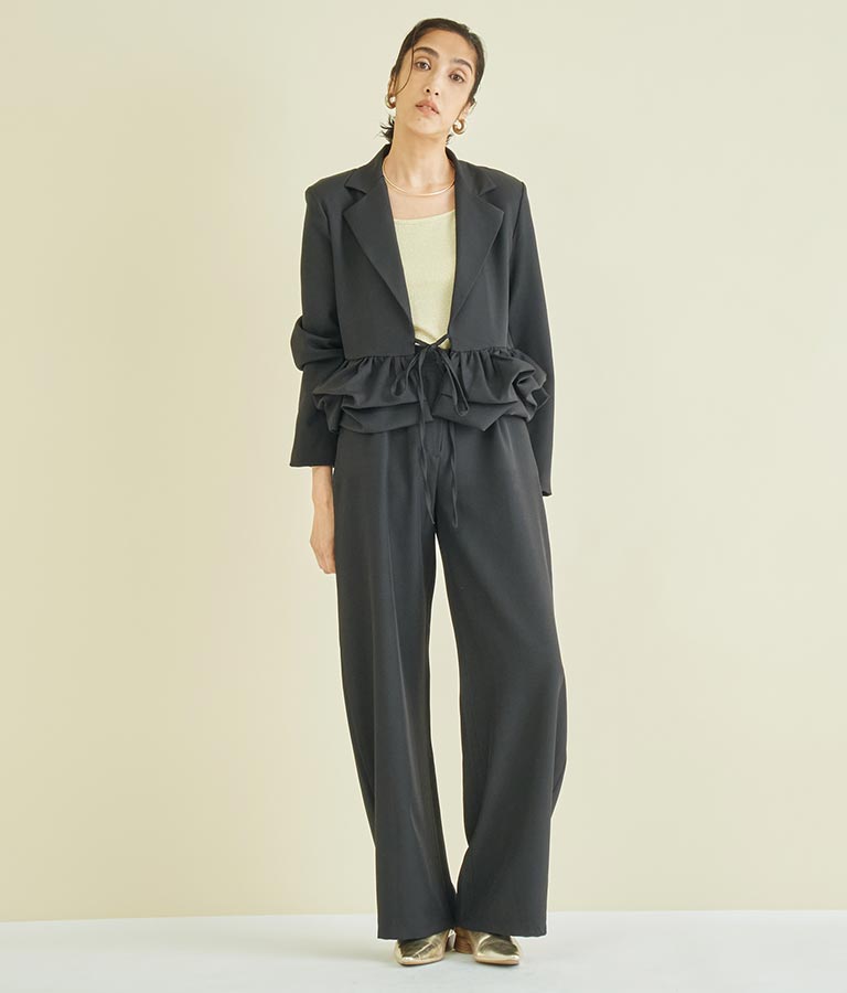 ITALY タック入り ワイド パンツ 392-2935