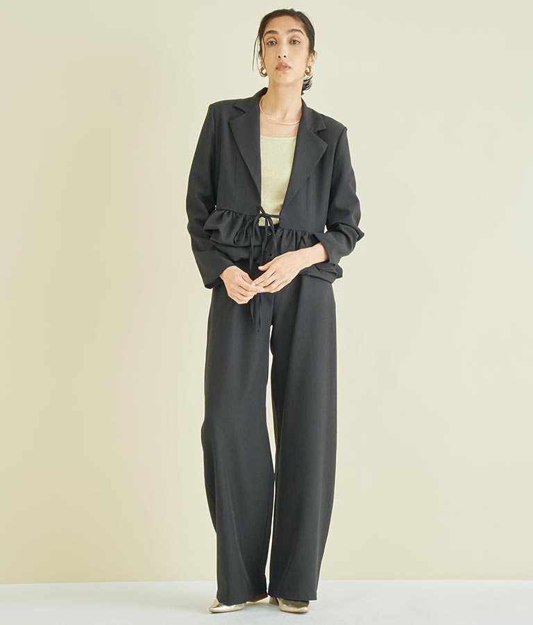 ITALY タック入り ワイド パンツ 392-2935