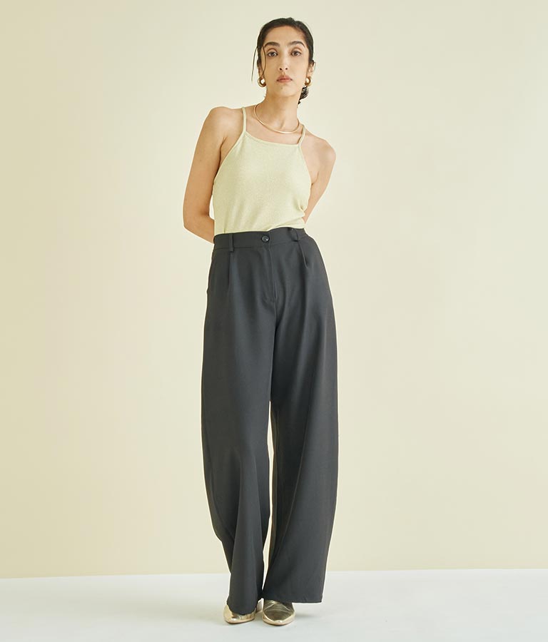 ITALY タック入り ワイド パンツ 392-2935