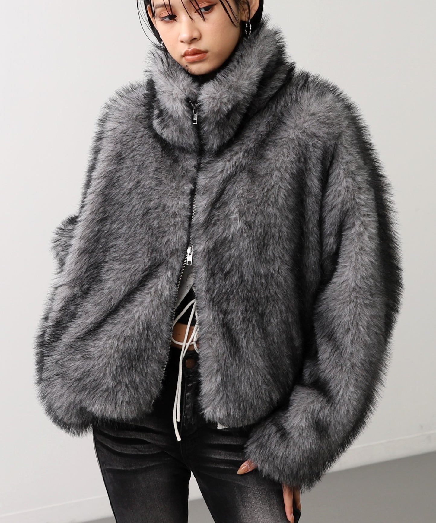 ダブルジップ ミックスファー ブルゾン 796-9431