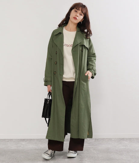 リネン バックギャザー トレンチコート 21772