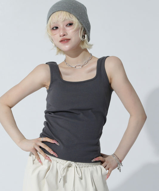 パッド付き スクエアネック タンクトップ 793-9473