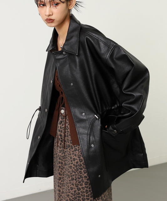 ドローストリング カバーオール フェイクレザー ジャケット 795-9433