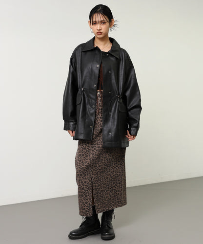 ドローストリング カバーオール フェイクレザー ジャケット 795-9433