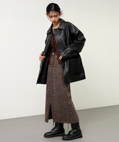 ドローストリング カバーオール フェイクレザー ジャケット 795-9433