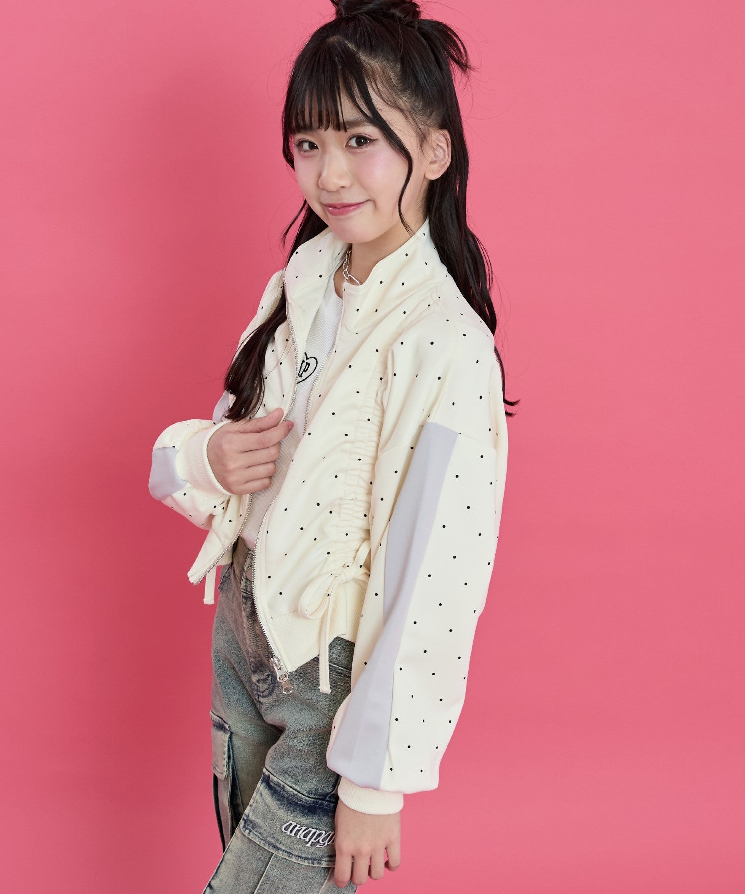 yumi様　ダブルスタンダード　配色ラインショートジャージブルゾン 前シャーリング ダブルジップ ジャージ ブルゾン 915-7875 – ANAP