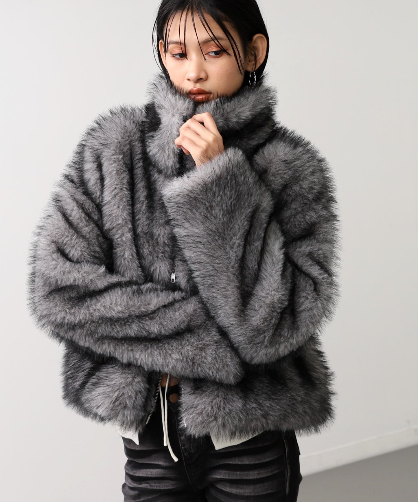 ダブルジップ ミックスファー ブルゾン 796-9431