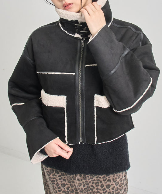 フェイク スウェード ショート丈 ムートン ジャケット 796-9430