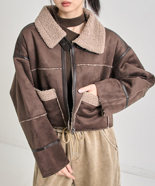フェイク スウェード ショート丈 ムートン ジャケット 796-9430