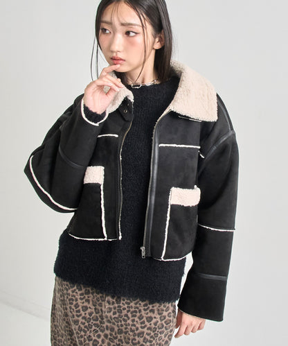 フェイク スウェード ショート丈 ムートン ジャケット 796-9430