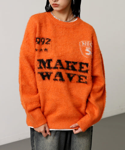 モヘアタッチ ゲーミング ジャカード ロゴ ニット 793-9413