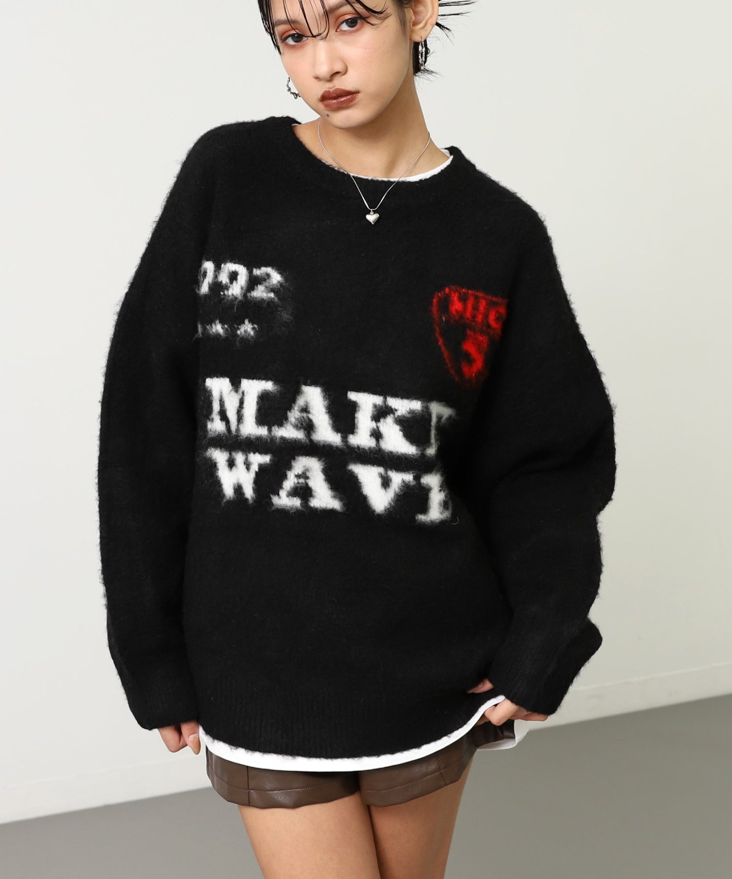 モヘアタッチ ゲーミング ジャカード ロゴ ニット 793-9413