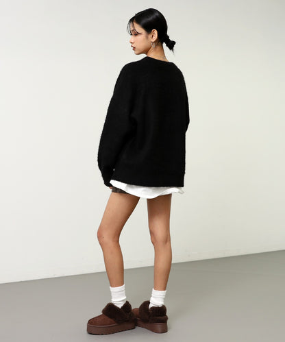 モヘアタッチ ゲーミング ジャカード ロゴ ニット 793-9413