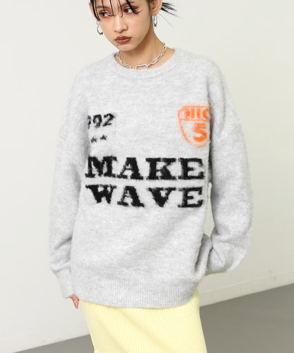 モヘアタッチ ゲーミング ジャカード ロゴ ニット 793-9413