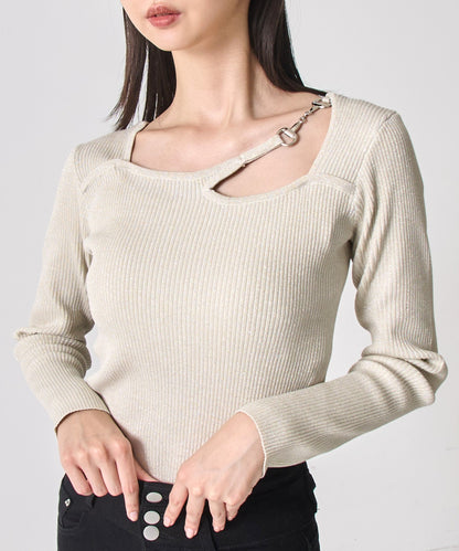 オープンデザイン メタル付き ラメニット 153-5963