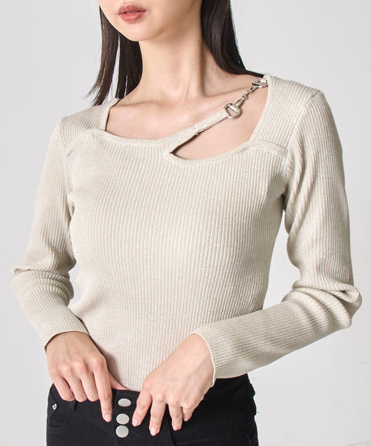 オープンデザイン メタル付き ラメニット 153-5963