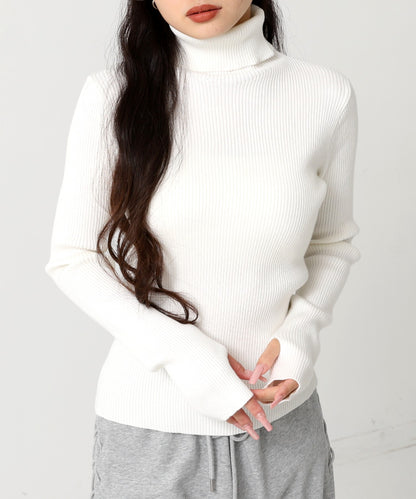 タトールネック リブ ニット トップス 153-5965