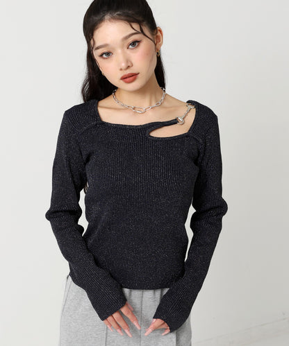 オープンデザイン メタル付き ラメニット 153-5963